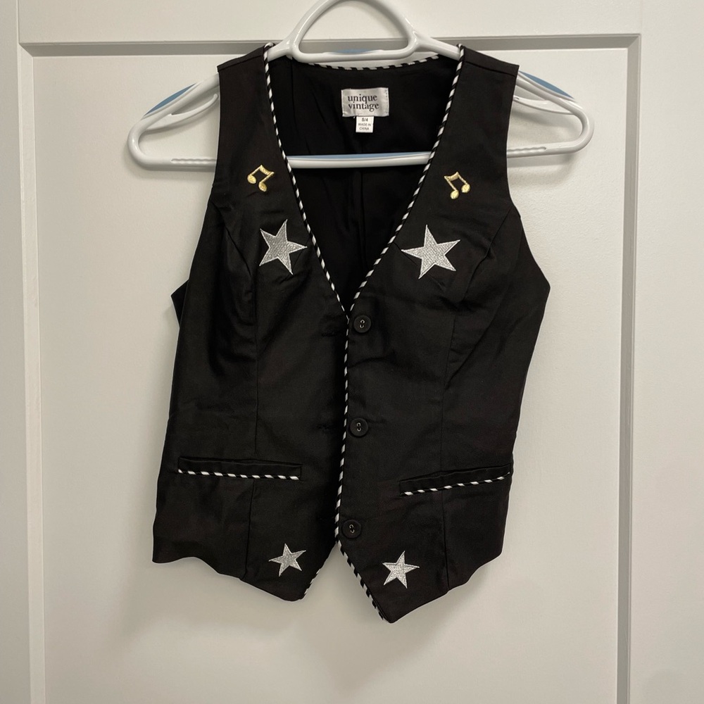 Black and white Unique Vintage music vest with stars